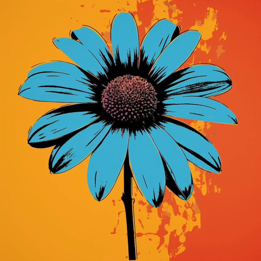 Andy Warhol Style Pop Art Flowers Black Eyed Susan 2 Square