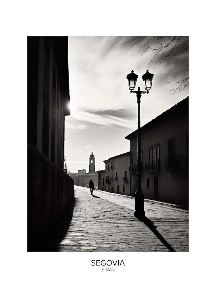 Poster Of Segovia, Spain, Black And White Analogue Photography 1