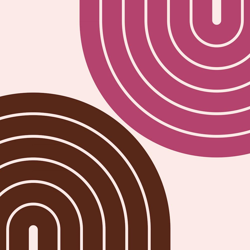 Modernisme du Milieu du Siècle Arc-en-ciel Géométrique Ivvii En Rose Framboise Et Chocolat Noir 02