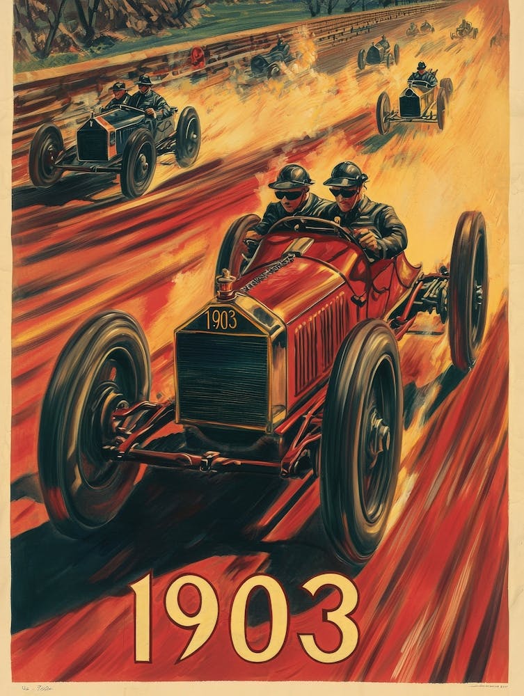 Aihrgdesign A Vintage Travel Poster Of An Early 1903 Automobi 7db021d2 F00b 402f Af4b A2b3c2536a0d 0