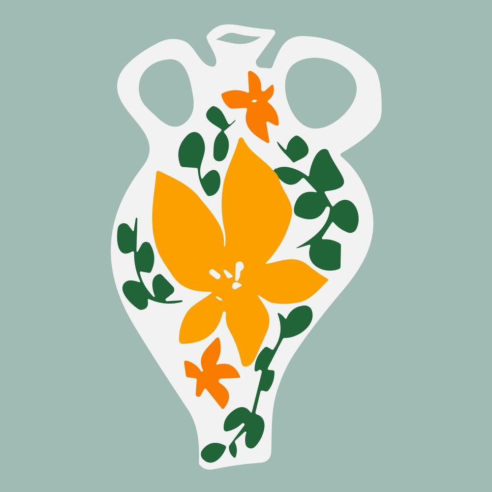 Still Life Pitchers Floral Sketches Wall