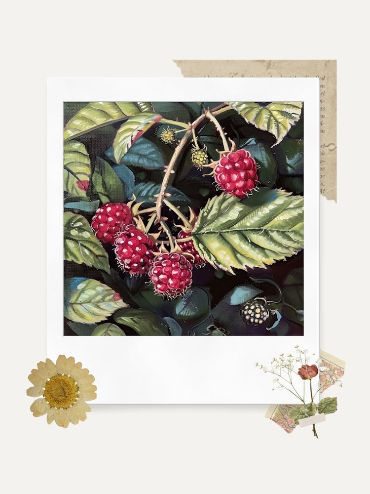 Scrapbook Raspberries Fairycore Painting 1