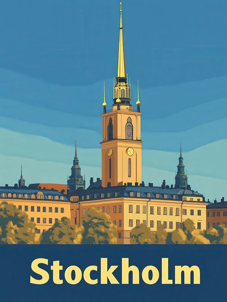 Aihrgdesign A Retro Travel Poster For Stockholm Featuring The 933fe8e1 6bbf 4369 Bd44 9f4a3cc458b8 0