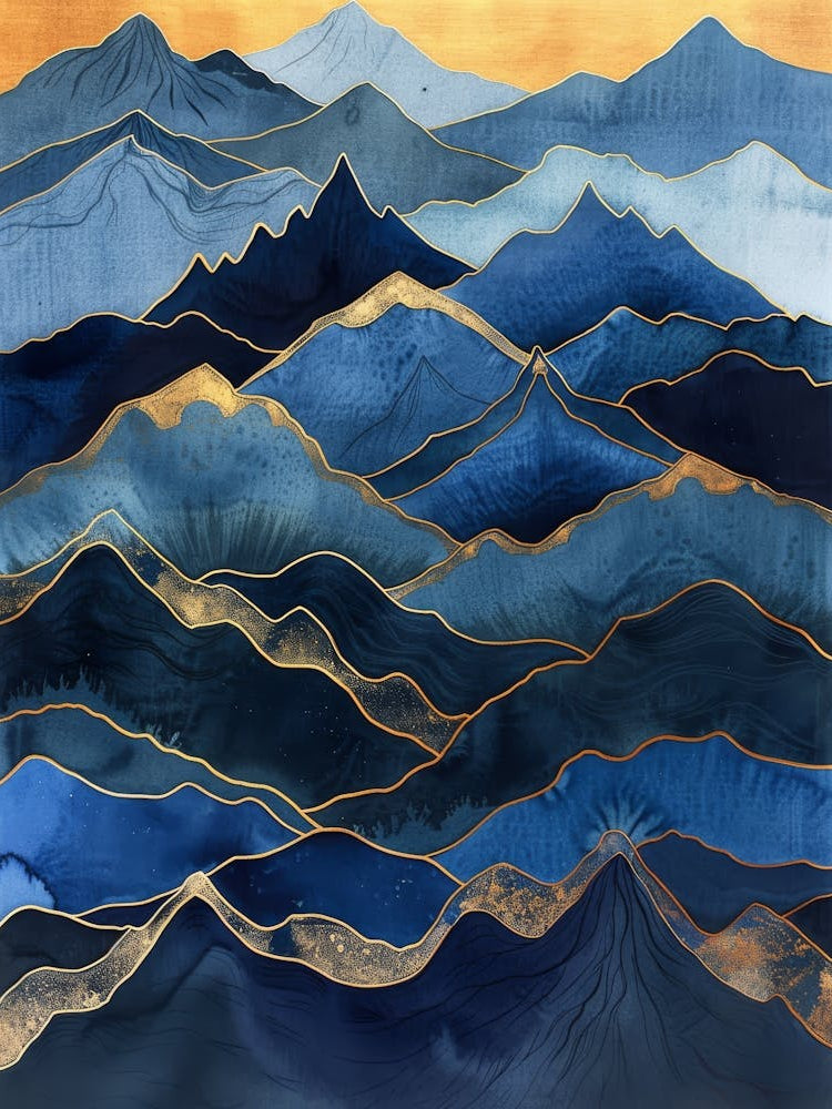 Mountains In Blue And Gold 1