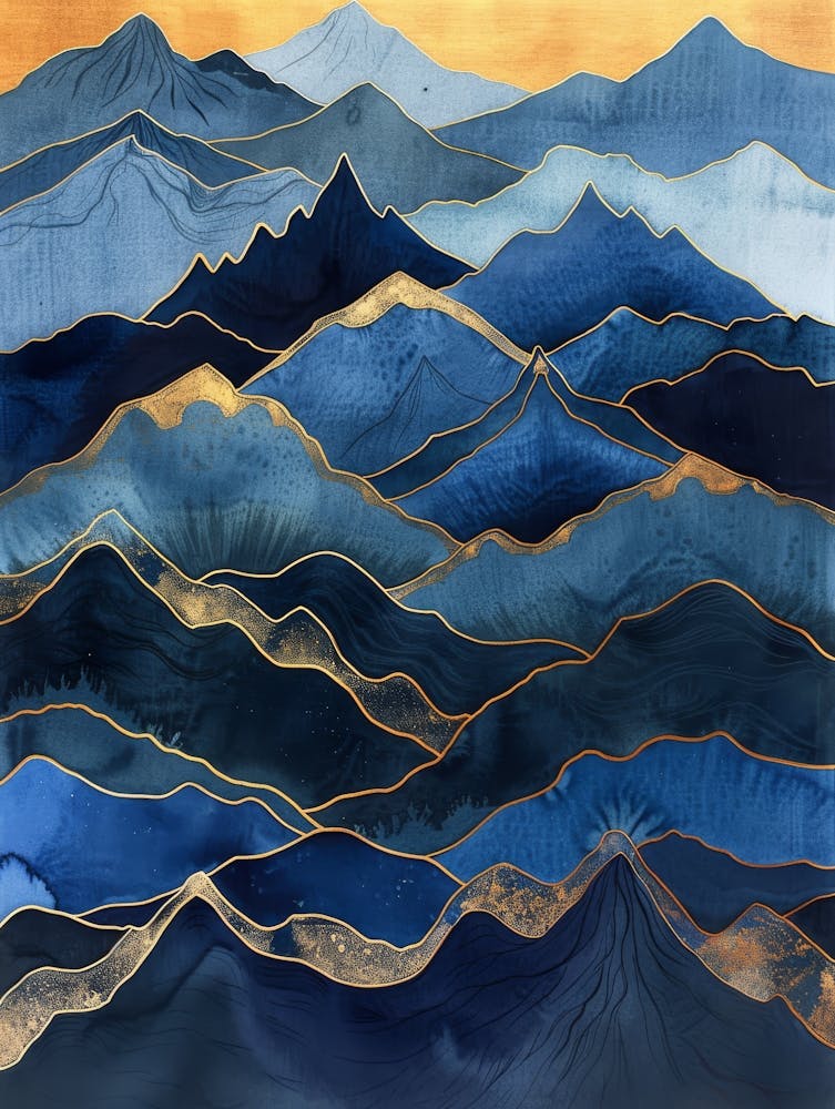 Mountains In Blue And Gold 1