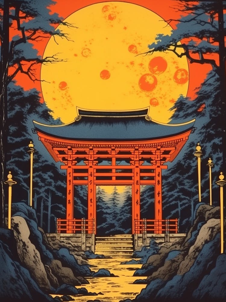Fushimi Inari Taisha, Japan Vintage Travel Art 4
