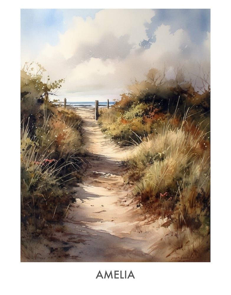 Amelia Watercolor 4 Travel Poster