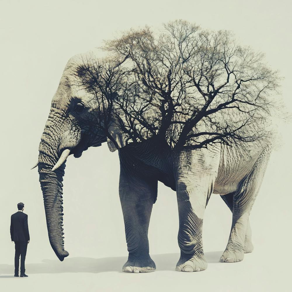 Elefant und Baum