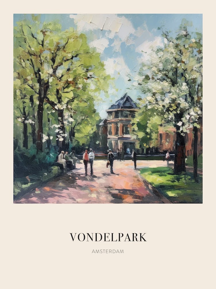 Vondelpark Amsterdam 4 Vintage Cezanne Inspired Poster