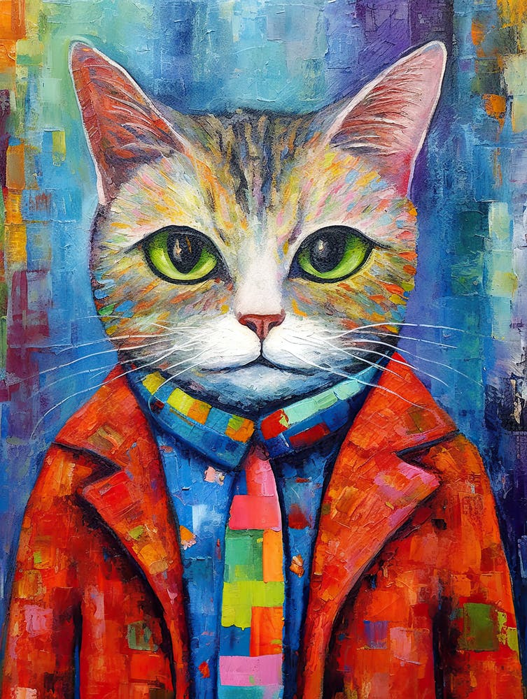 Whiskered Wonderland; Cat Inspired Oil Art