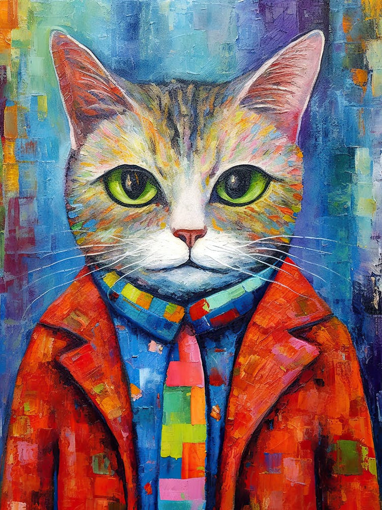 Whiskered Wonderland; Cat Inspired Oil Art