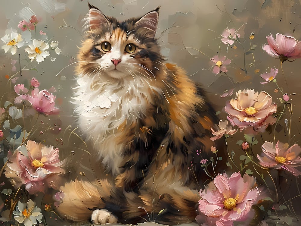 Cat In Flowers