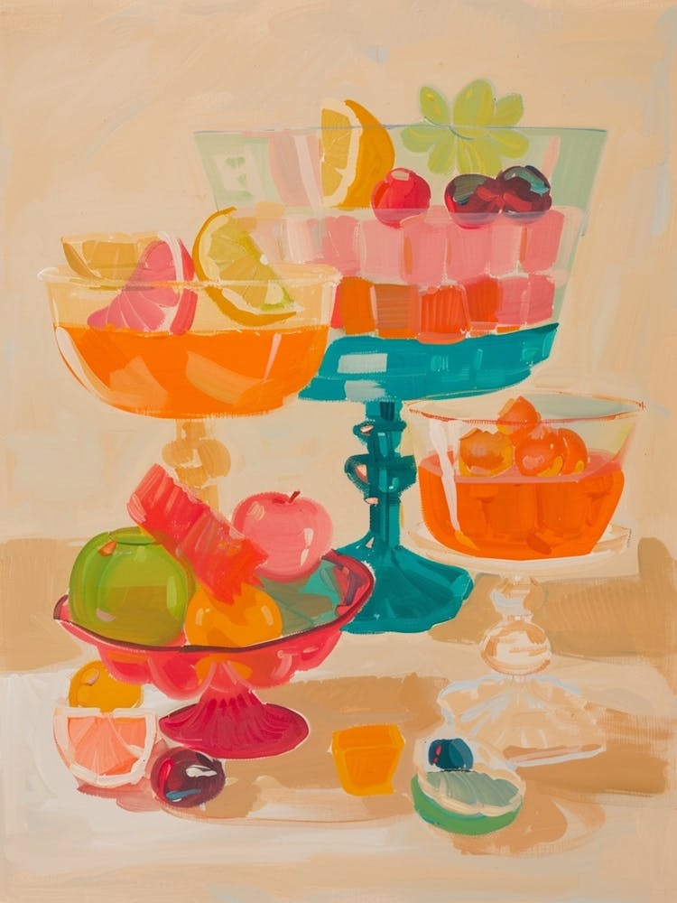 Rainbow Jelly Dessert Table Painting
