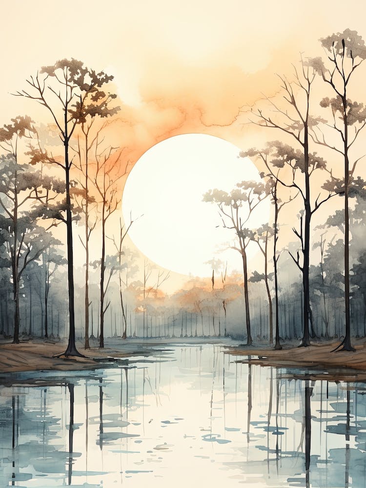 Watercolour Painting Of Congaree National Park   South Carolina Usa 0
