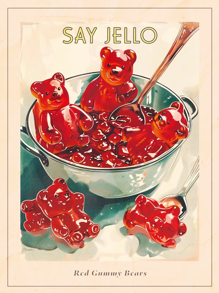 Red Gummy Bears Vintage Advertisement Illustration 1 Poster