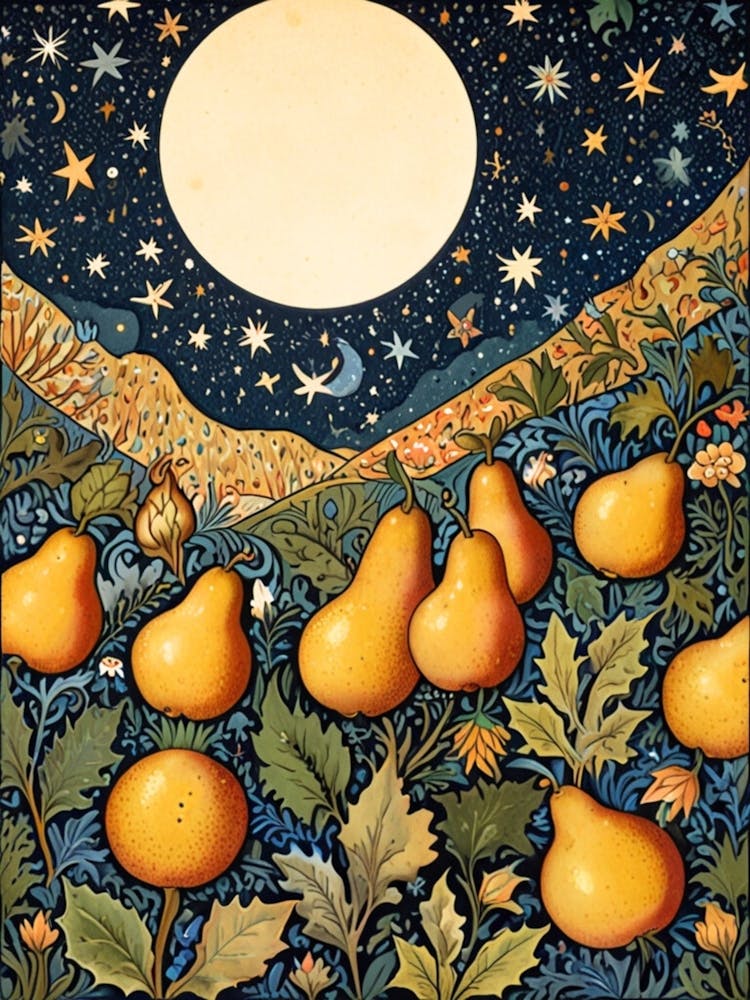 William Morris Pears In The Moonlight