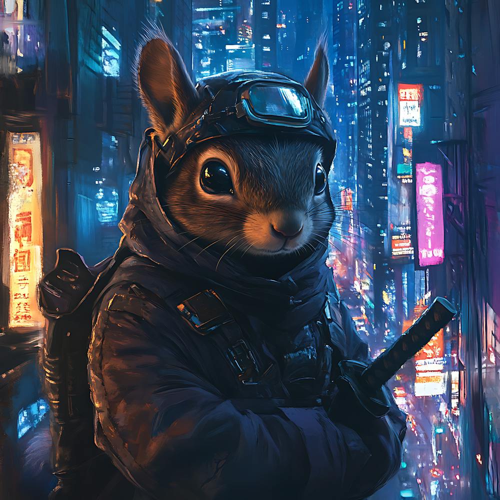 Futuristische Stadt Ninja-Eichhörnchen Hintergrund 8