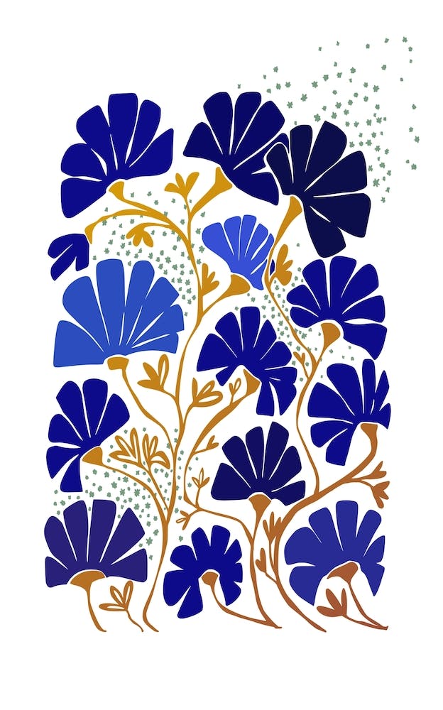 Always Blooming Good Mood Blue White