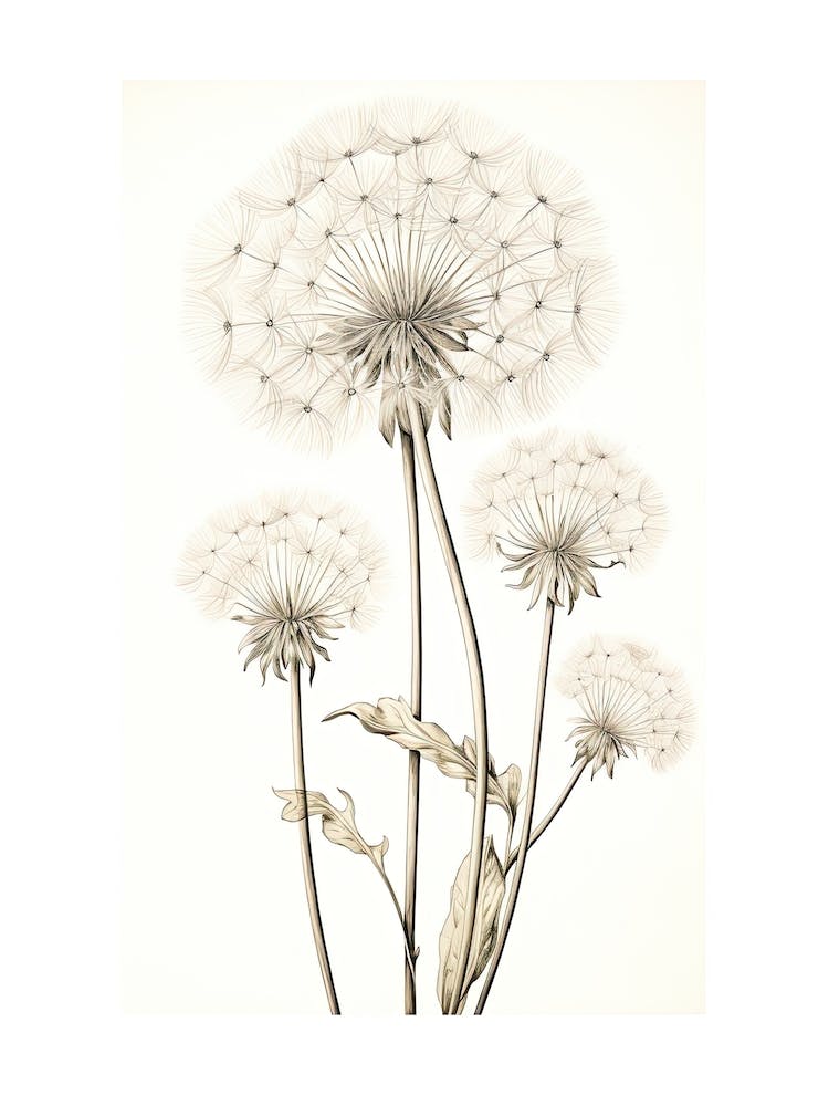 Dandelions Flower Vintage Botanical 3