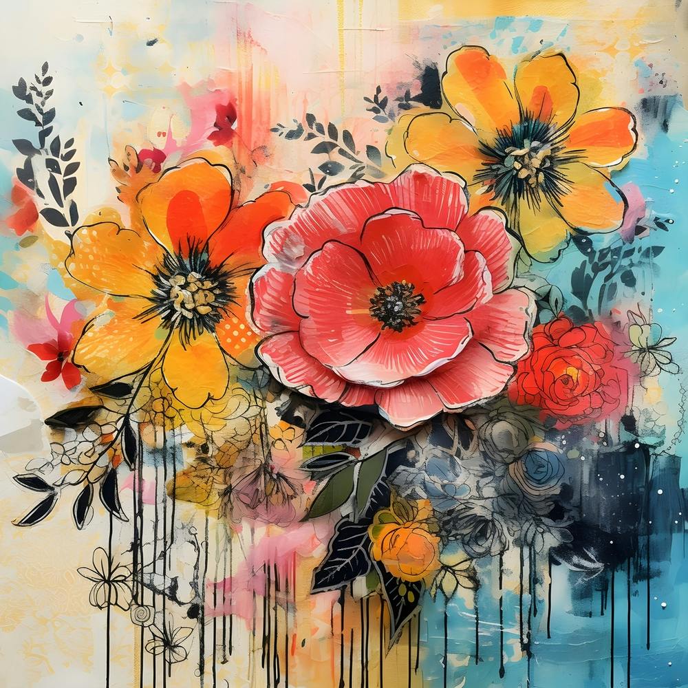 Vintage Bright Flowers 4