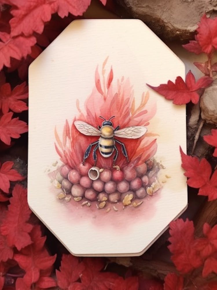 Red Mason Bee Beehive Watercolour Illustration 8