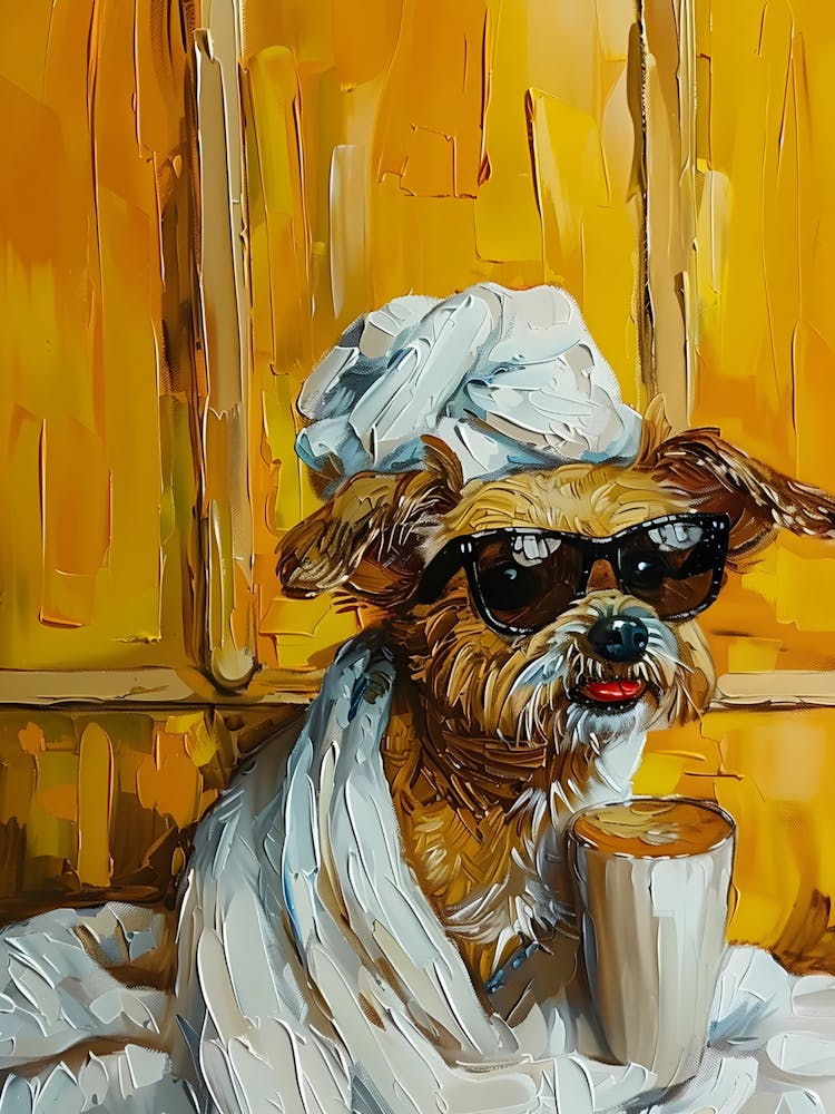 Dog With A Cup Of Coffee