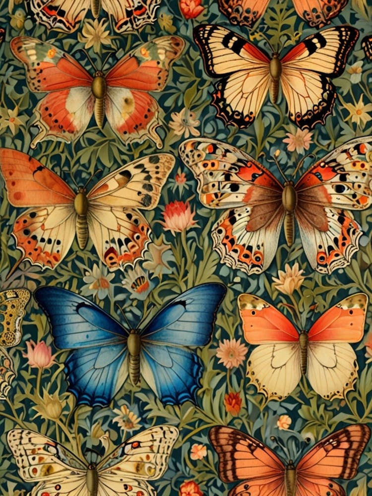 William Morris Schmetterlinge Und Blumen 7