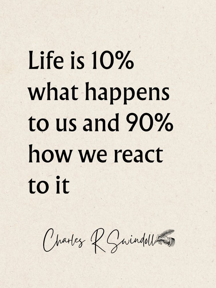 Life Is 90% What Happens - Motivational Quotes