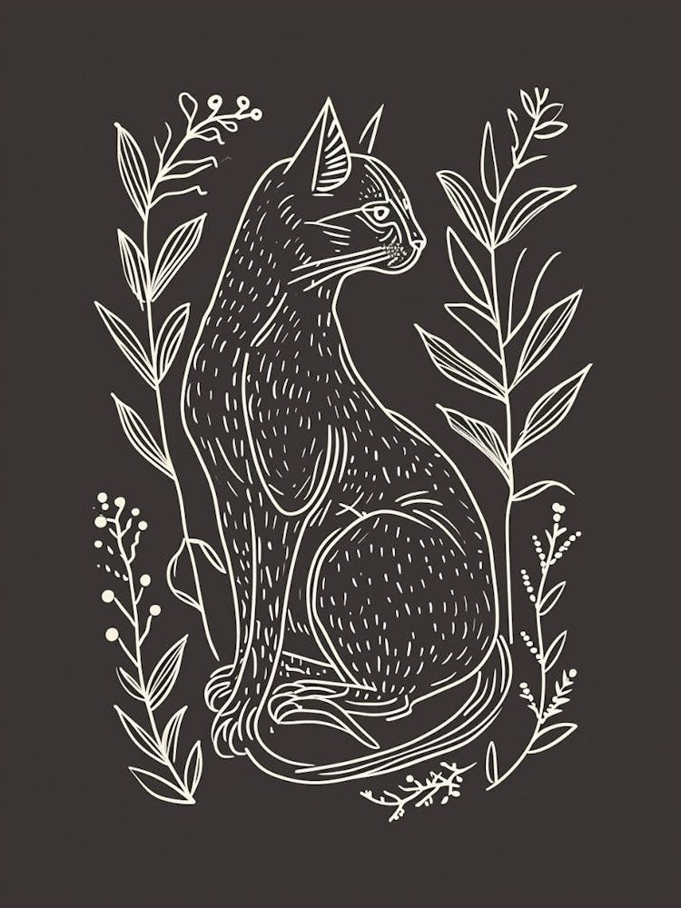 Korat Cat Minimalist Illustration 2