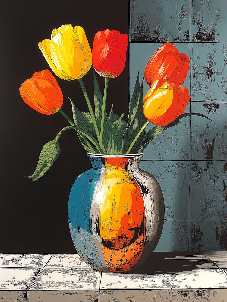 A Painting Of A Vase With Flowers