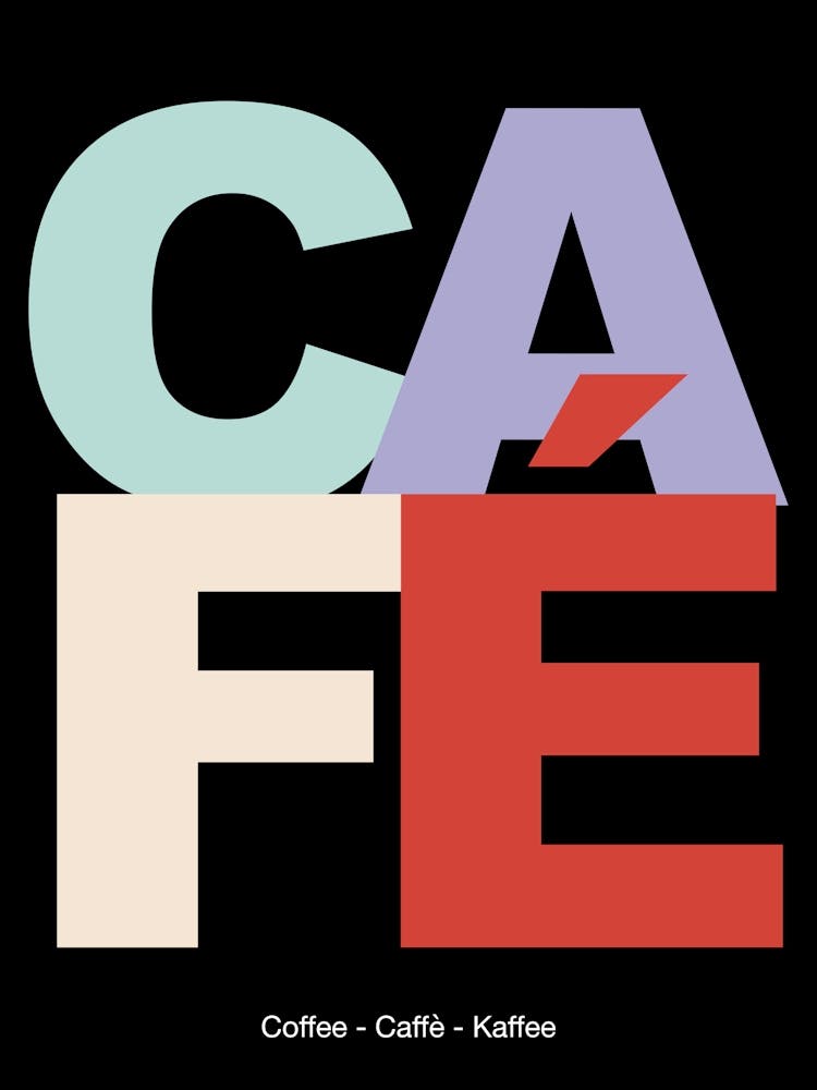 Coffee Cafe Typography Black Gift Kitchen Idea