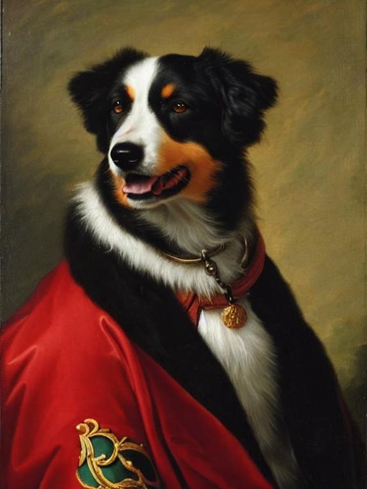 Collie Renaissance Portrait Oil Painting