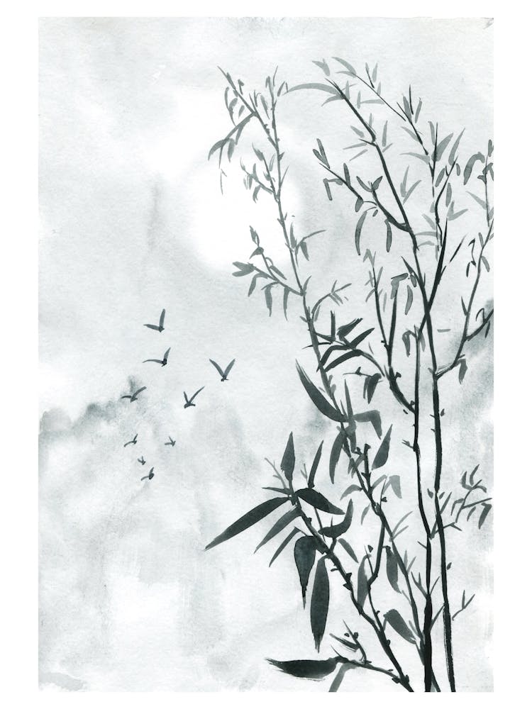 Bamboo Tree With Birds