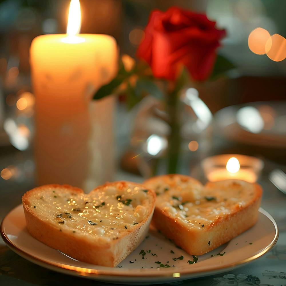 Heart Shaped Garlic Bread