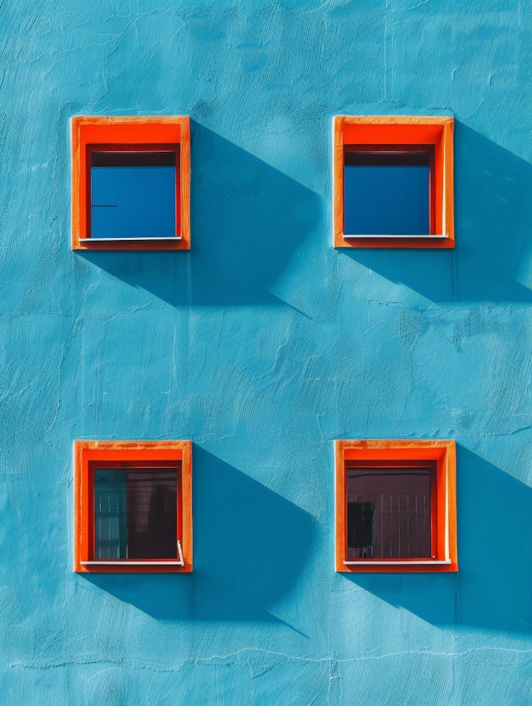 Windows On A Blue Wall 1