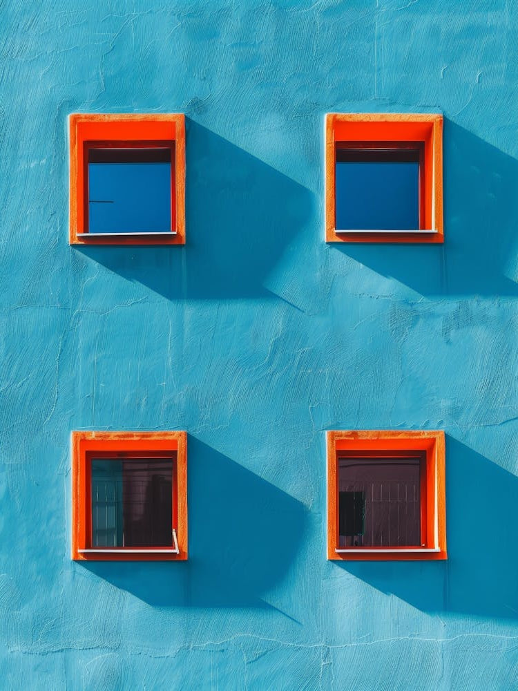 Windows On A Blue Wall 1