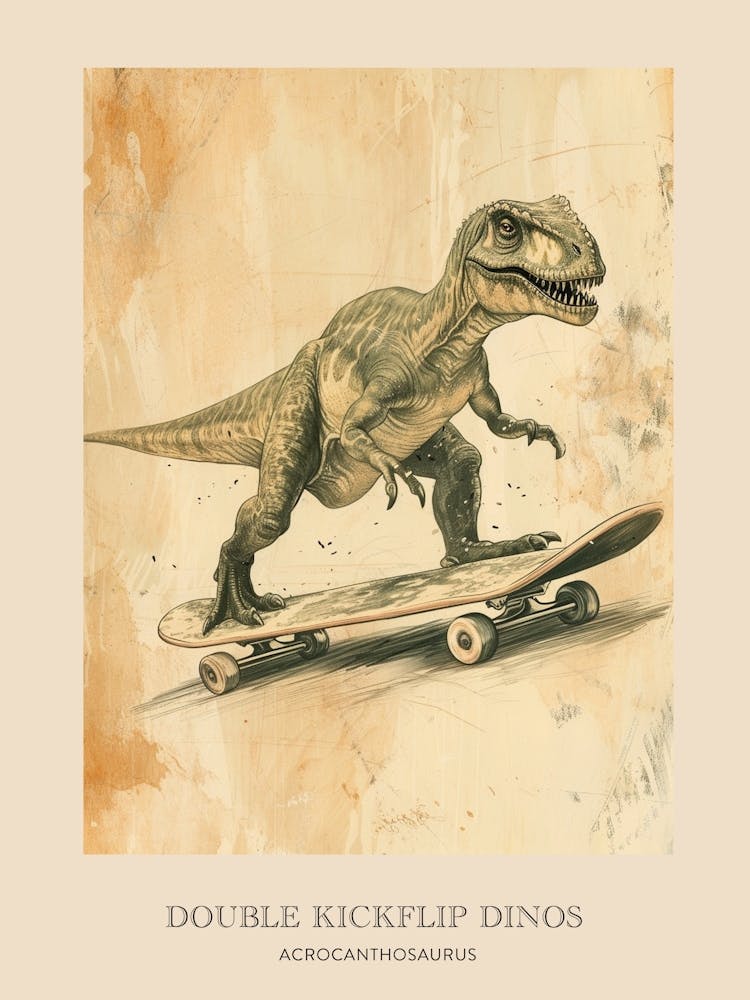 Acrocanthosaurus Vintage Dinosaur Poster 2