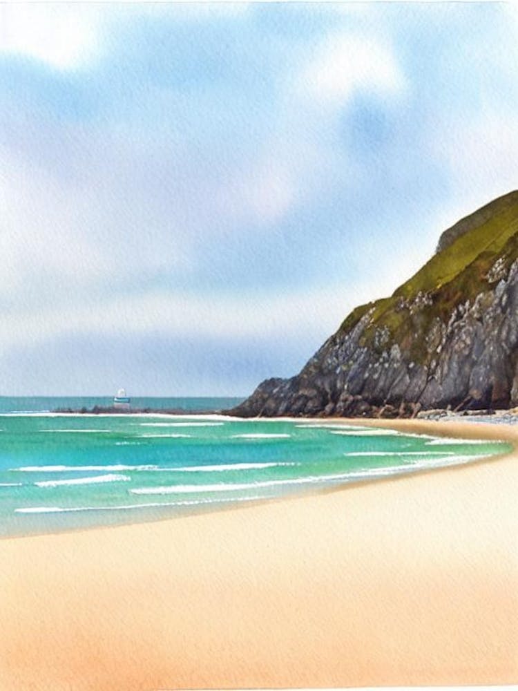 Porthcurno Beach, Cornwall Watercolour