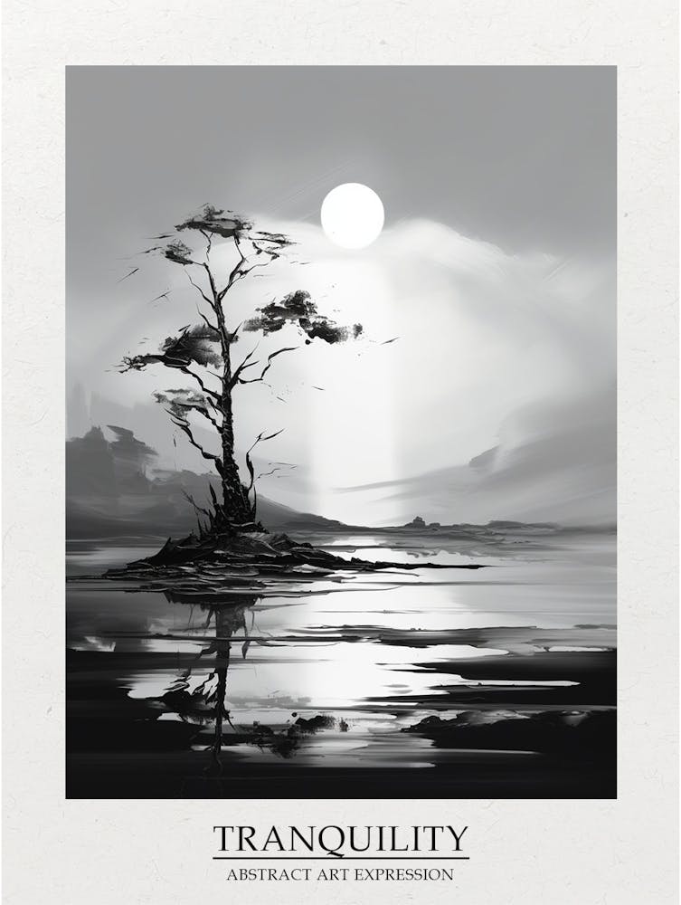 Tranquility Abstract Black And White 2 Poster