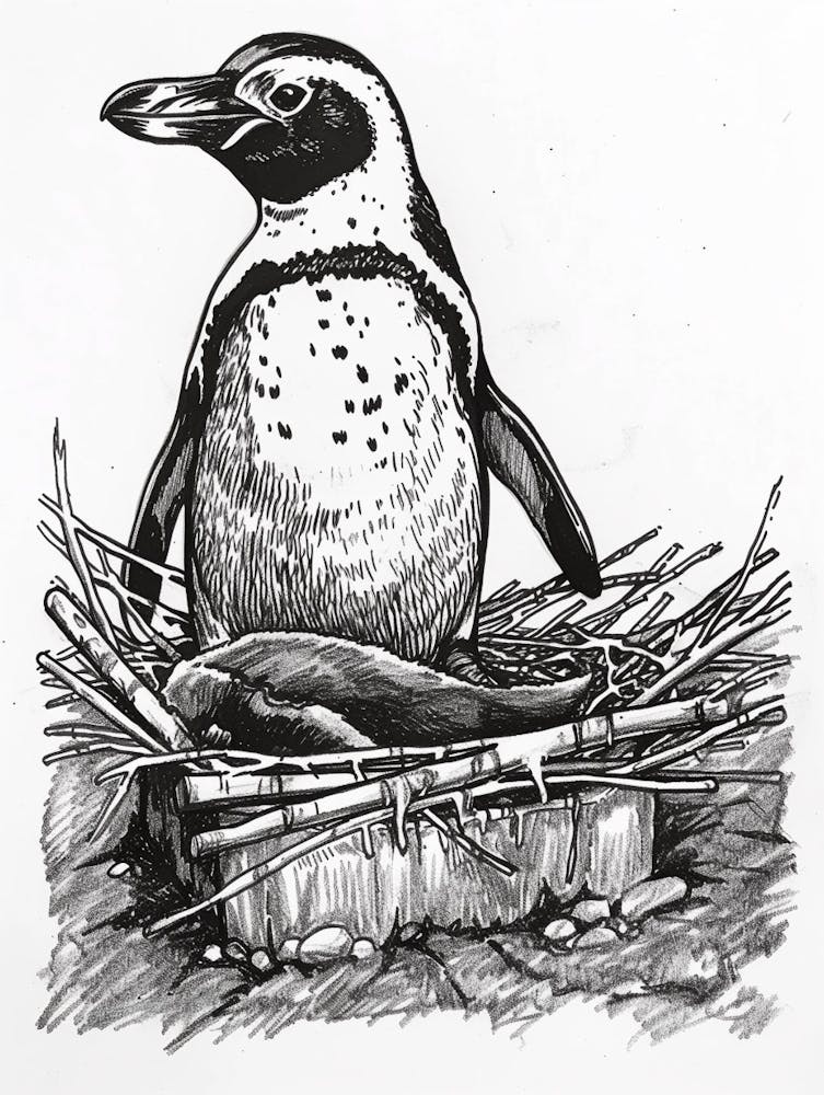 Afrikanischer Pinguin beim Nisten 1
