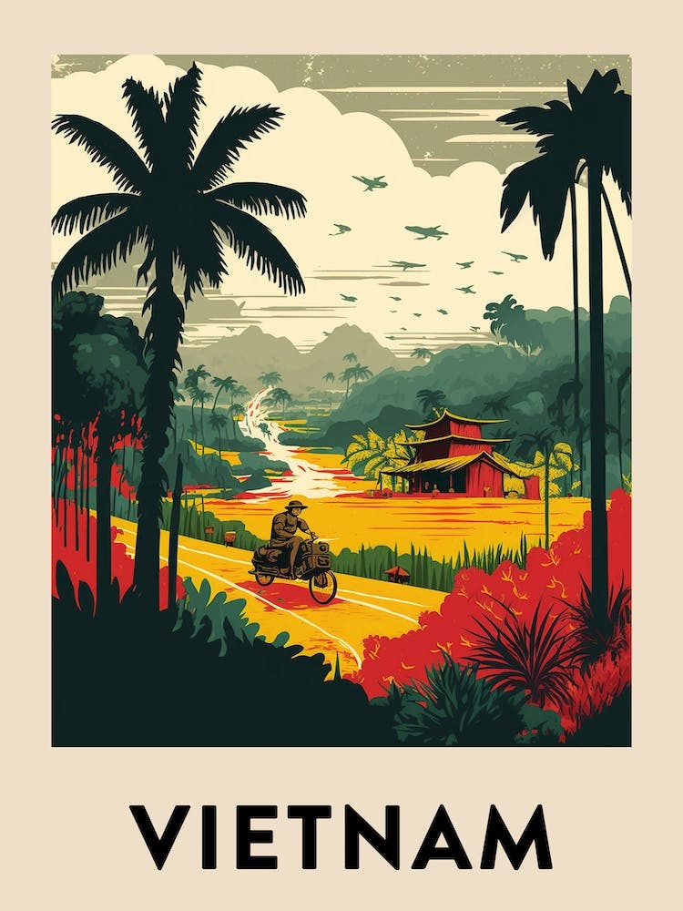 Vietnam 4 Vintage Travel Poster