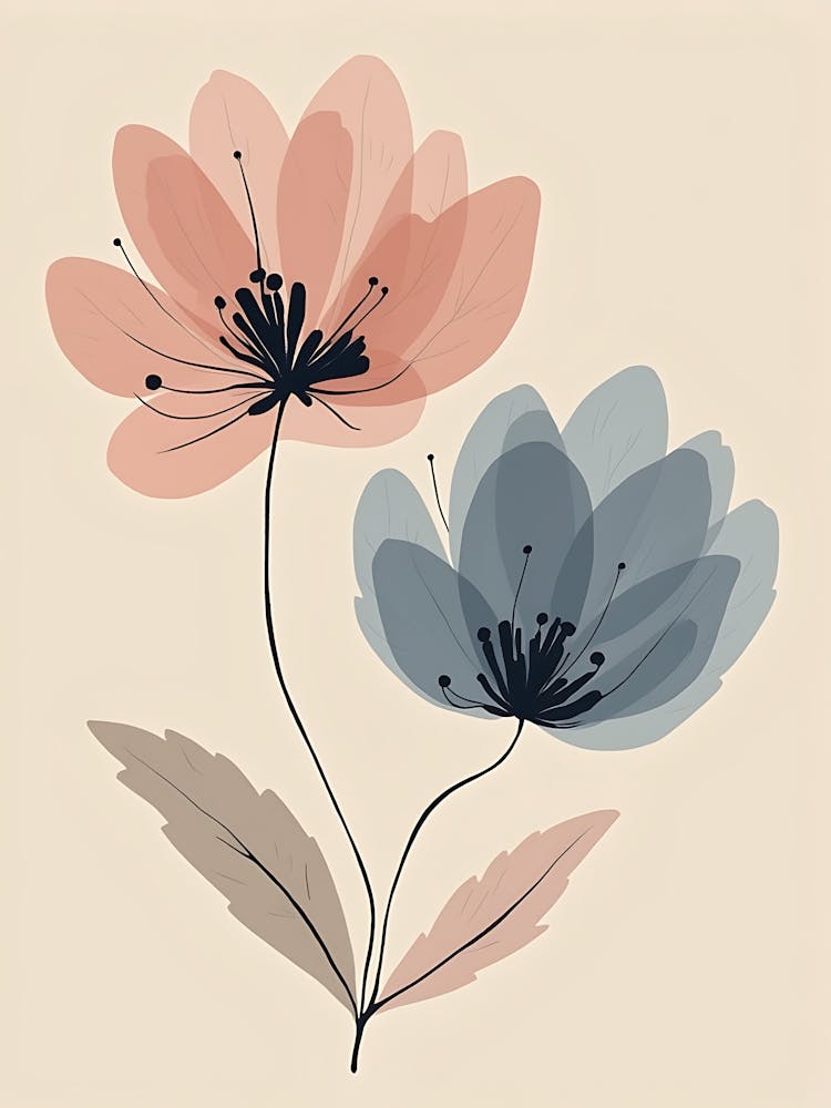 Two Flowers On A Beige Background 1