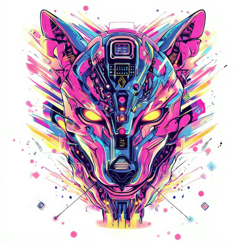 Wolf Head.Generated AI. Wall