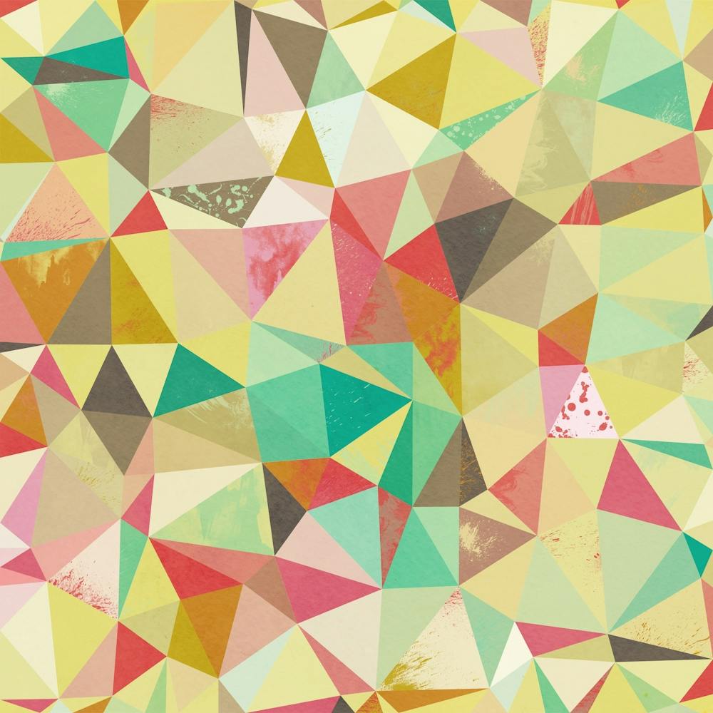 Abstract Triangles and Shards in Green and Pink