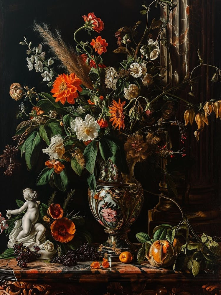 Baroque Floral Still Life Statice 1
