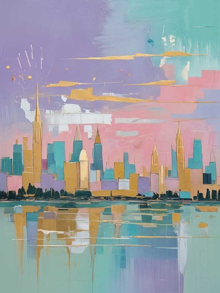 Painted Abstract City Skyline