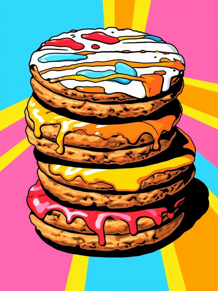 Cartoon Stack Of Frosted Cookies Pop Art