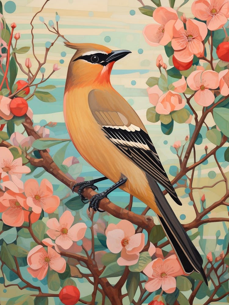 Cedar Waxwing 3 Detailed Bird Painting