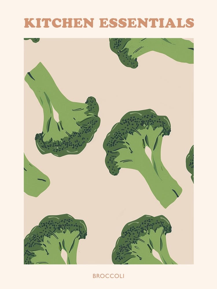 Broccoli Pattern Illustration Poster