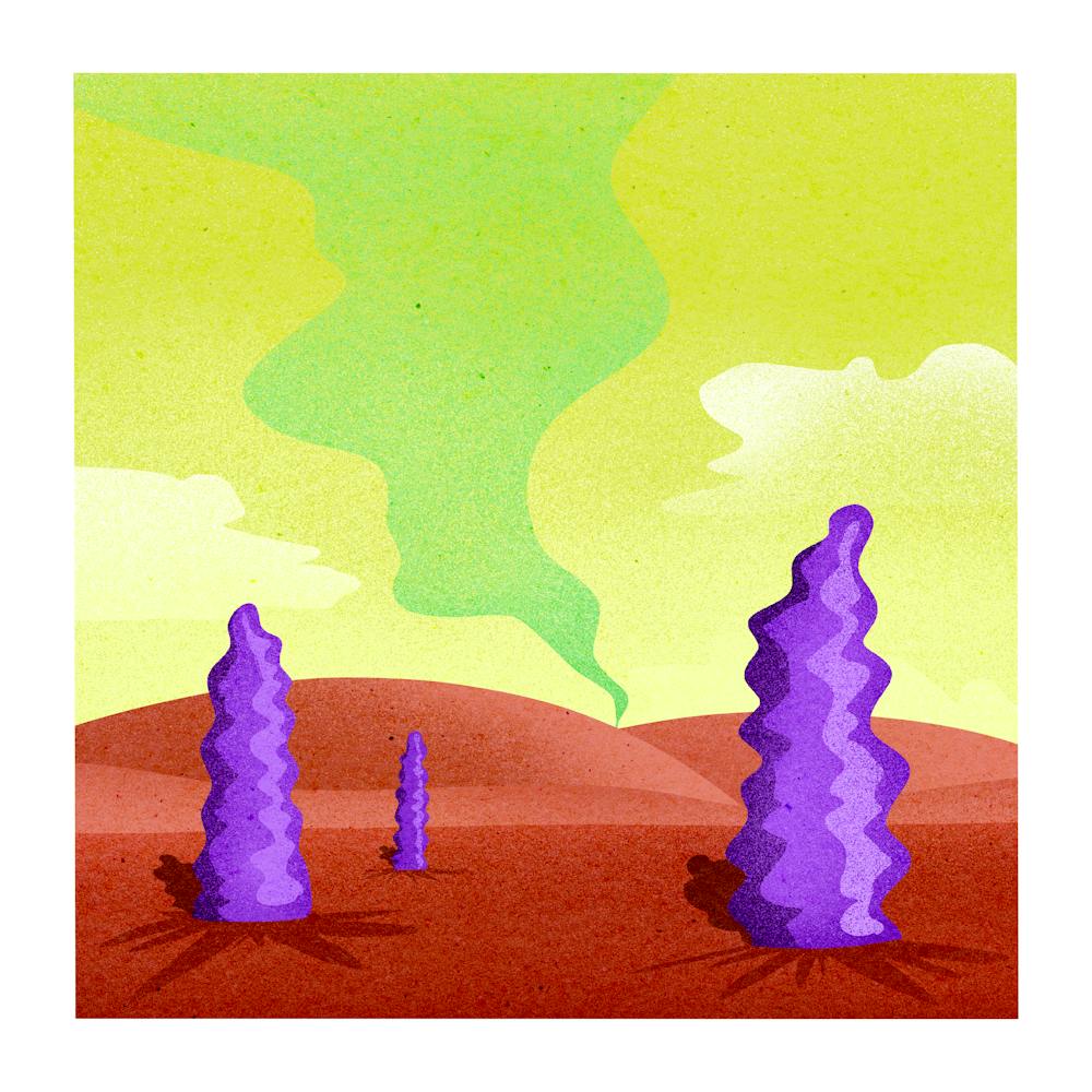 Bumscape, silly, wall art, landscape, illustration 